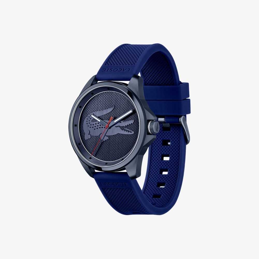 Blue Lacoste Le Croc 3 Hands Blue Silicone Watch | QIGPSN-475