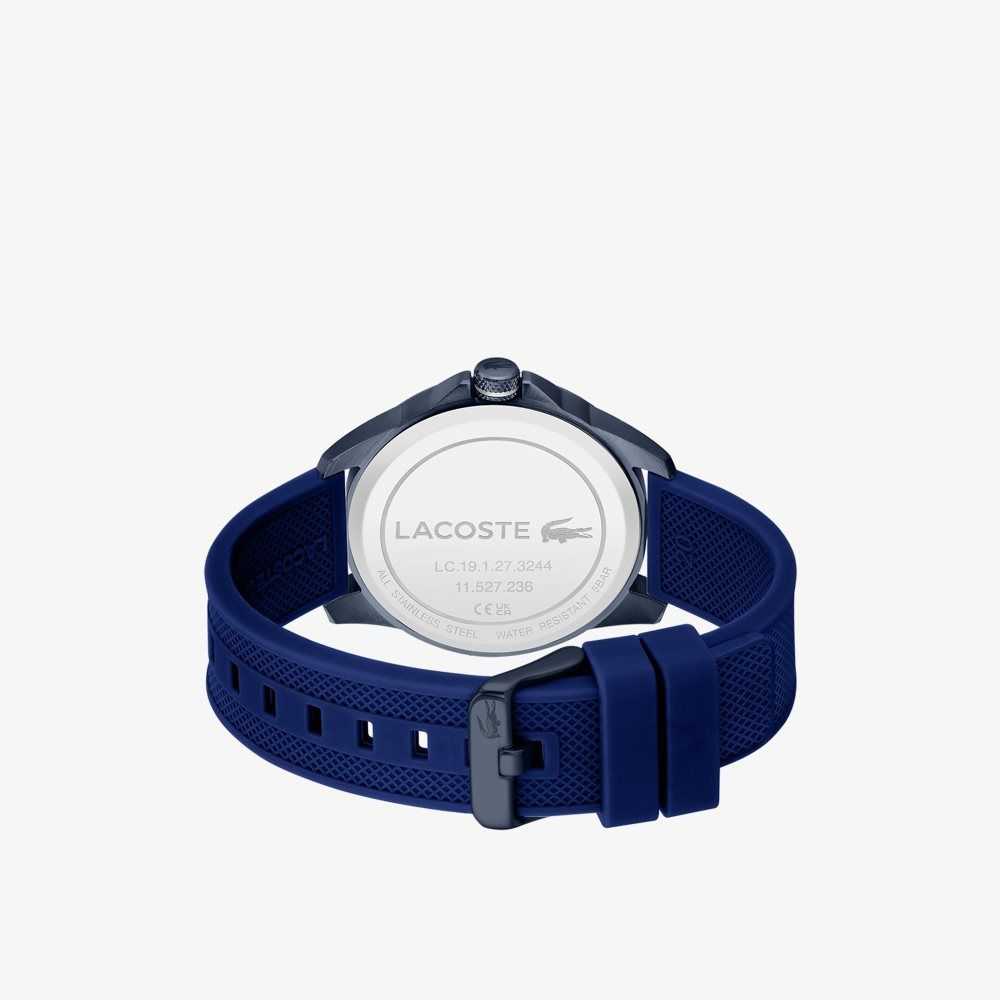 Blue Lacoste Le Croc 3 Hands Blue Silicone Watch | QIGPSN-475