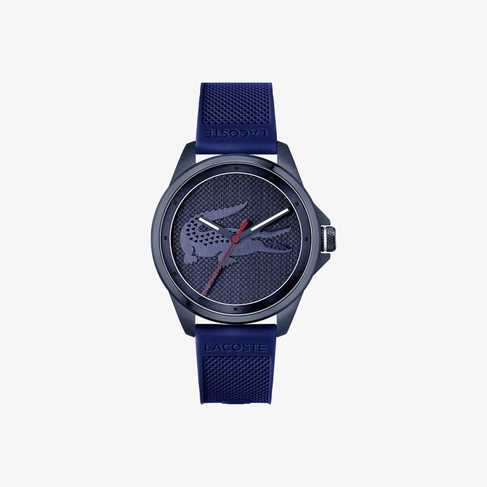 Blue Lacoste Le Croc 3 Hands Blue Silicone Watch | QIGPSN-475