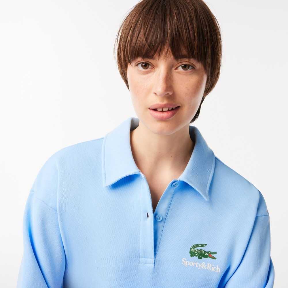 Blue Lacoste Long Sleeve x Sporty & Rich Polo | YAIQVH-026