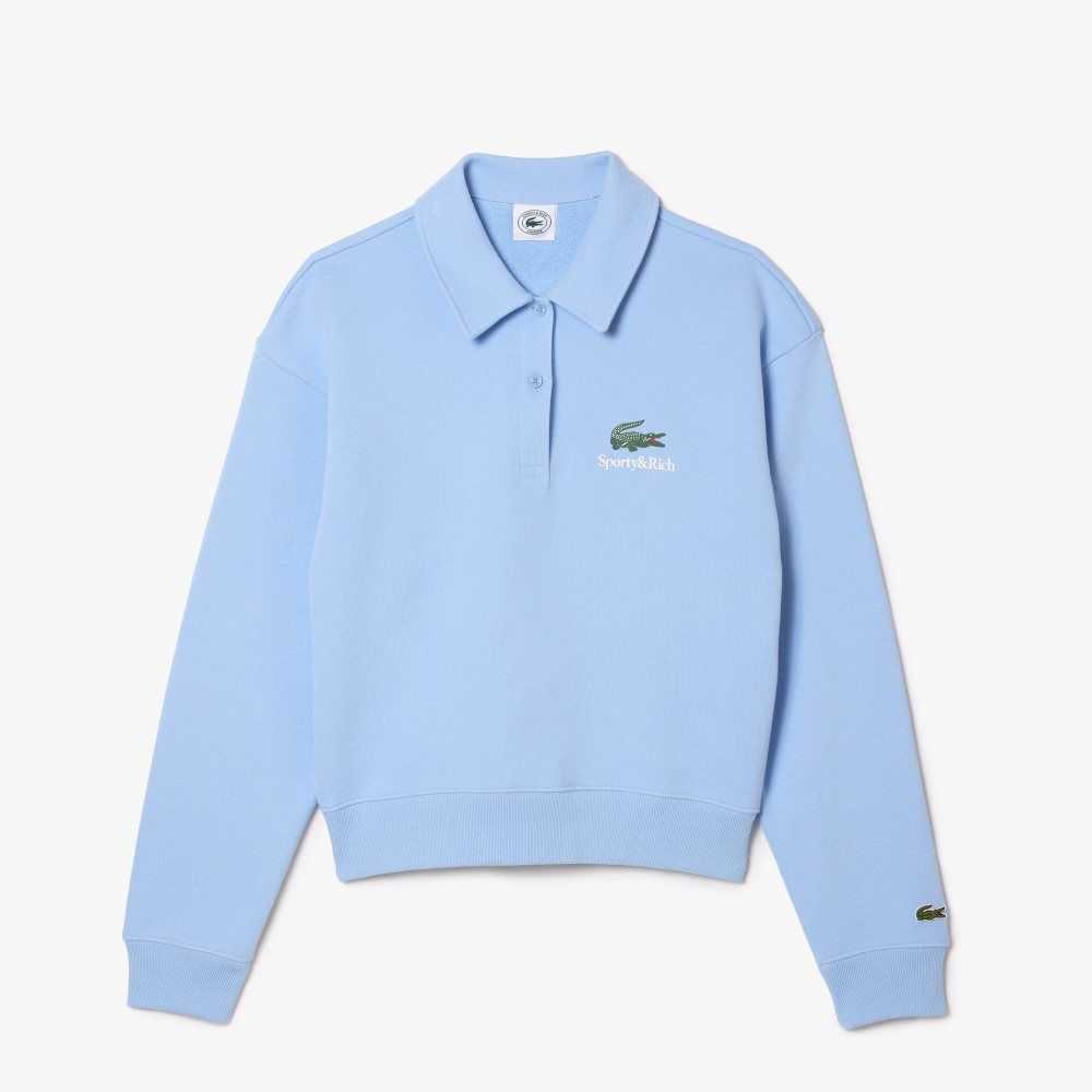 Blue Lacoste Long Sleeve x Sporty & Rich Polo | YAIQVH-026