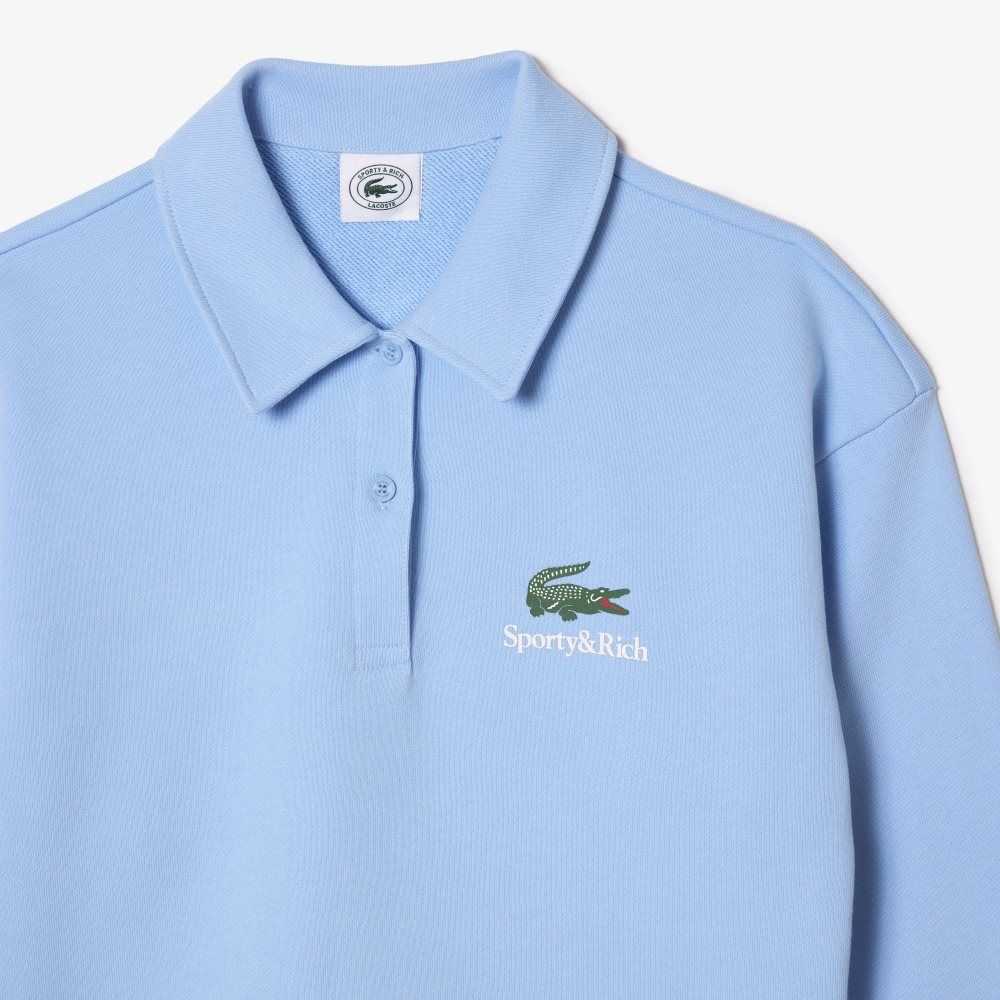 Blue Lacoste Long Sleeve x Sporty & Rich Polo | YAIQVH-026