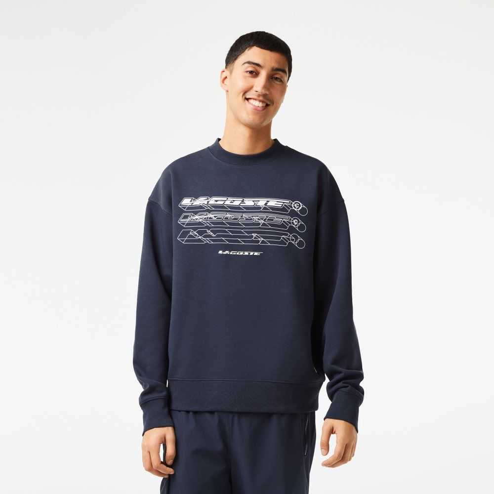 Blue Lacoste Loose Fit Branded Sweatshirt | LHPVFX-971