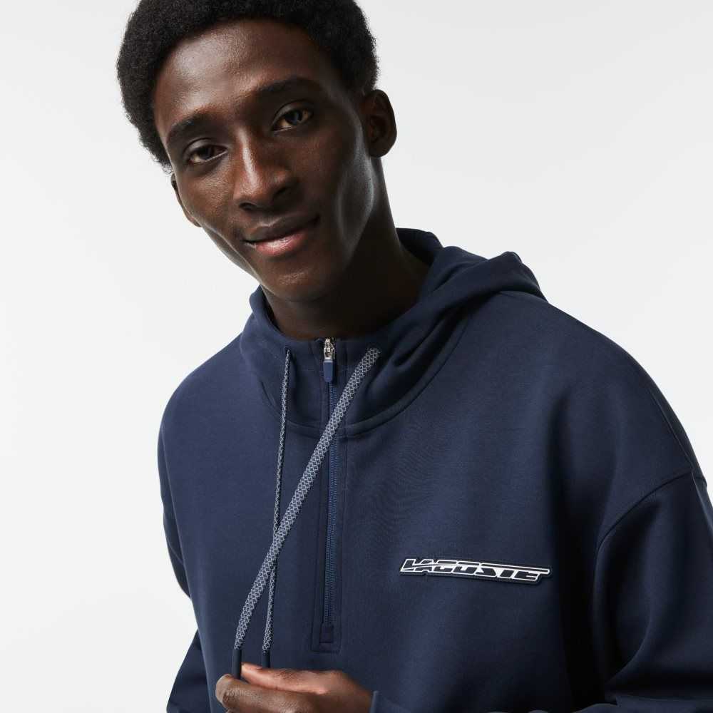 Blue Lacoste Loose Fit Hoodie | VFRLPW-025