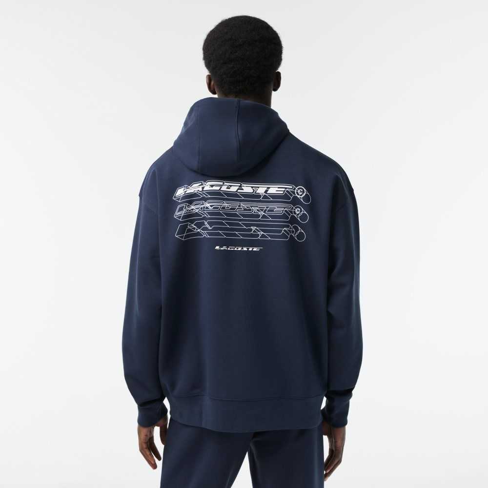 Blue Lacoste Loose Fit Hoodie | VFRLPW-025