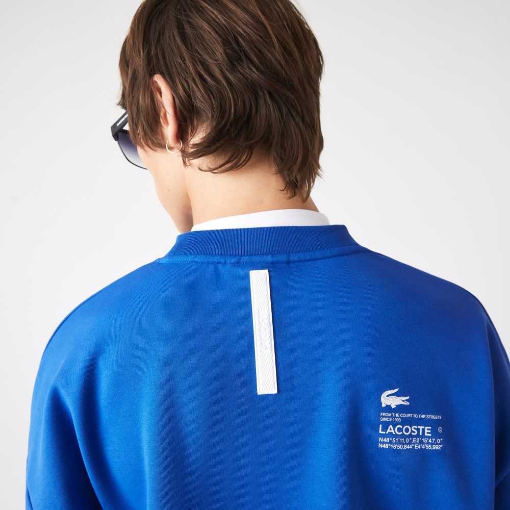 Blue Lacoste Loose Fit Pique Sweatshirt | UISZFM-342