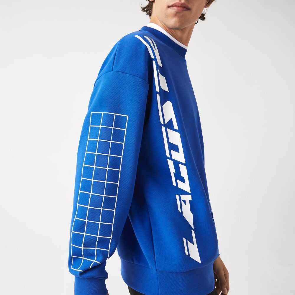 Blue Lacoste Loose Fit Pique Sweatshirt | UISZFM-342