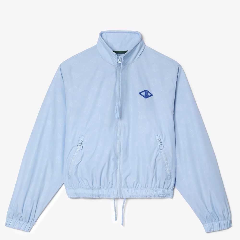 Blue Lacoste Monogram Print Track Jacket | NSFEWX-410