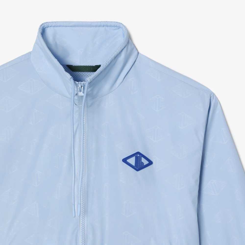 Blue Lacoste Monogram Print Track Jacket | NSFEWX-410