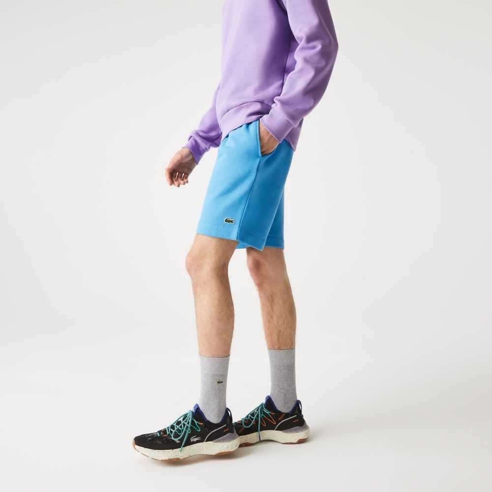 Blue Lacoste Organic Brushed Cotton Fleece Shorts | JPGXSL-674