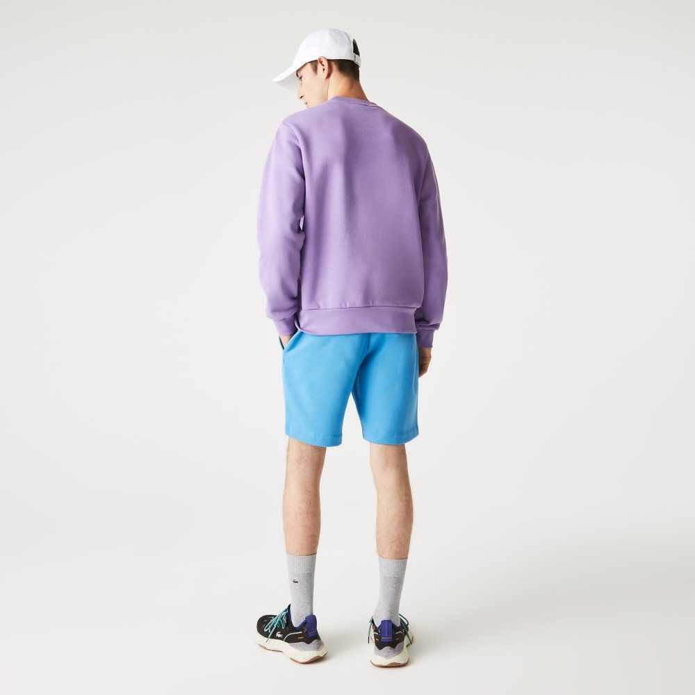 Blue Lacoste Organic Brushed Cotton Fleece Shorts | JPGXSL-674