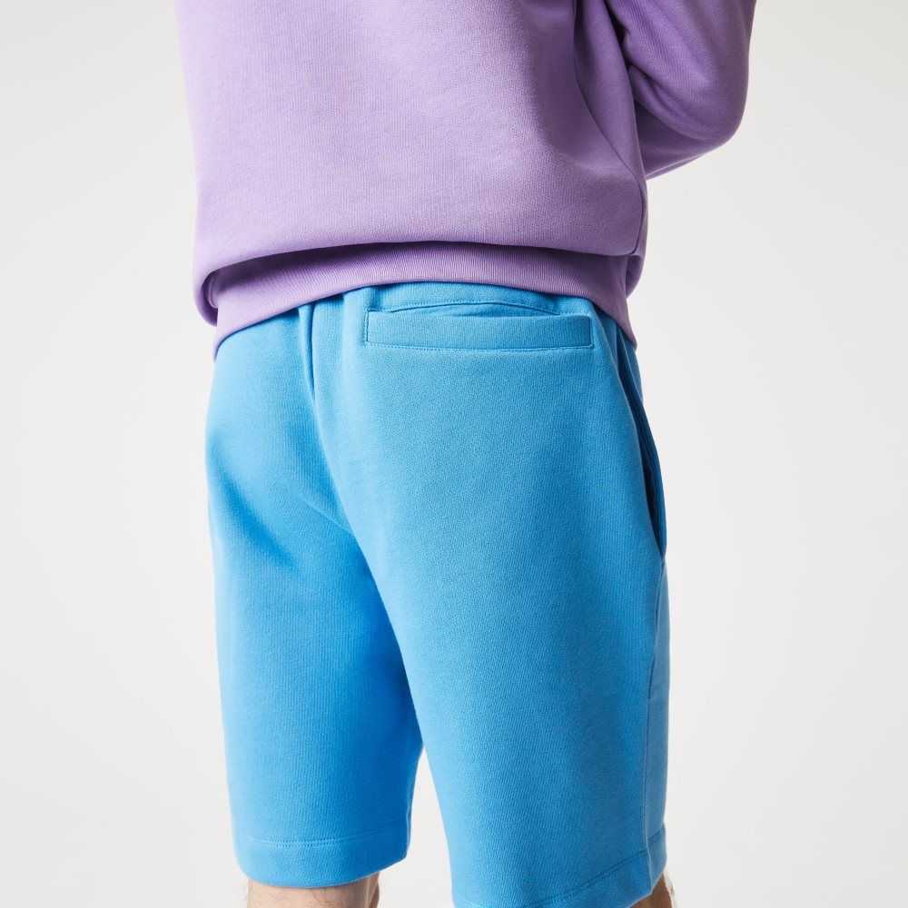 Blue Lacoste Organic Brushed Cotton Fleece Shorts | JPGXSL-674