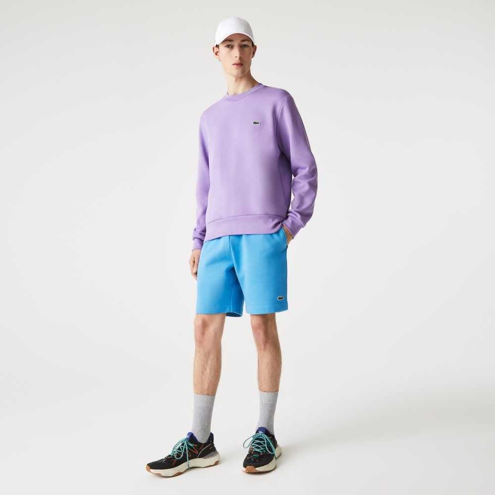 Blue Lacoste Organic Brushed Cotton Fleece Shorts | JPGXSL-674