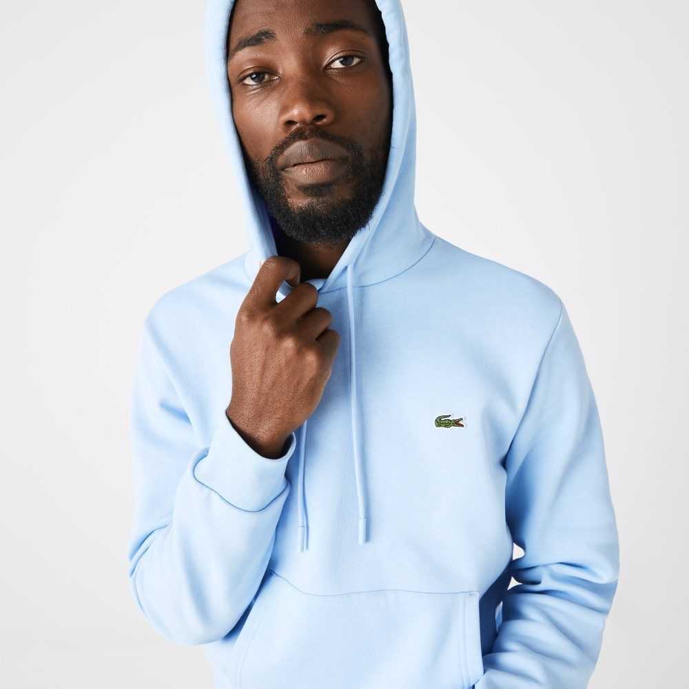 Blue Lacoste Organic Cotton Hooded Sweatshirt | RBVXTJ-218