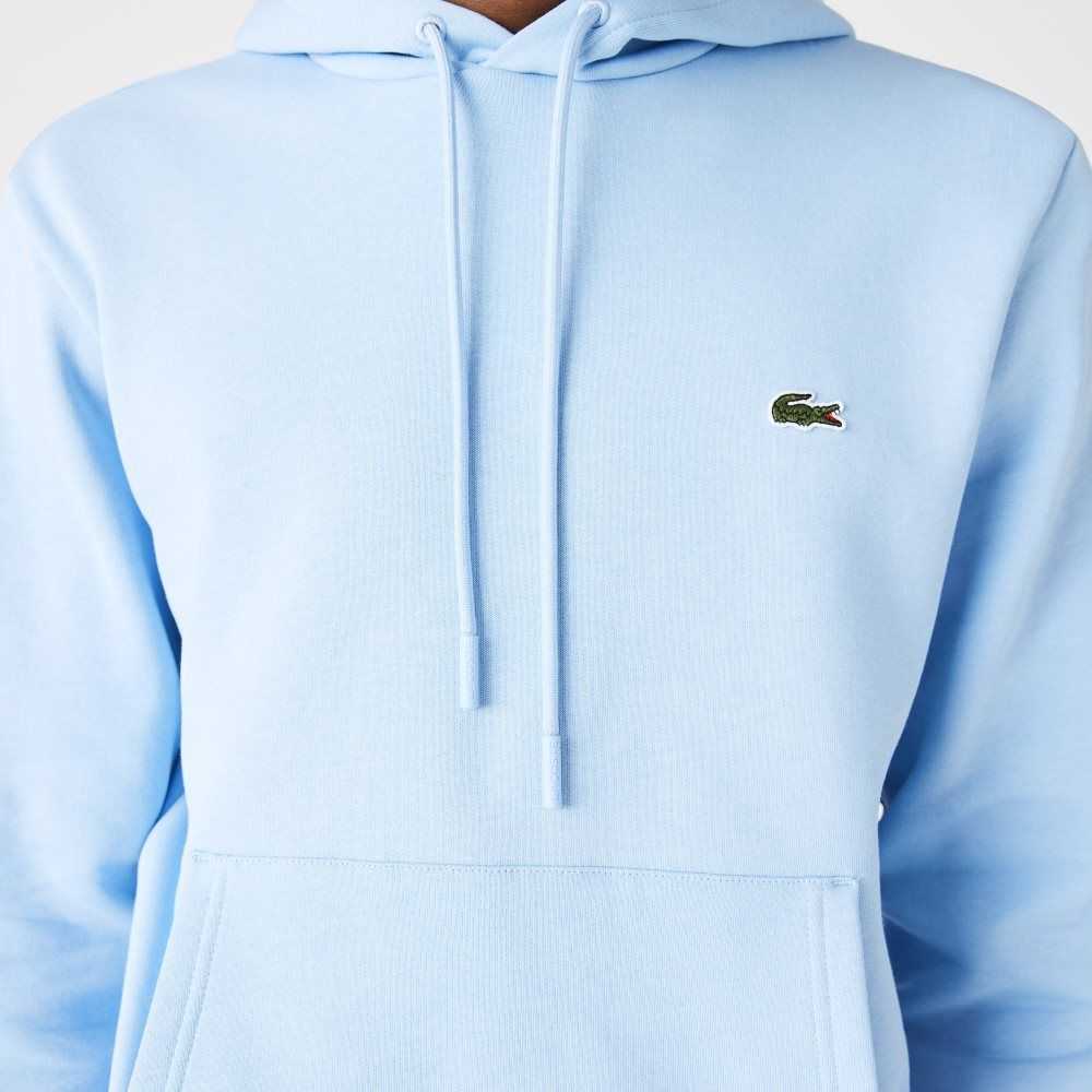 Blue Lacoste Organic Cotton Hooded Sweatshirt | RBVXTJ-218