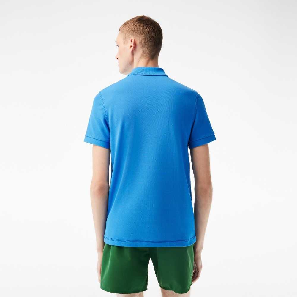 Blue Lacoste Organic Cotton Printed Polo | BYPIAL-409