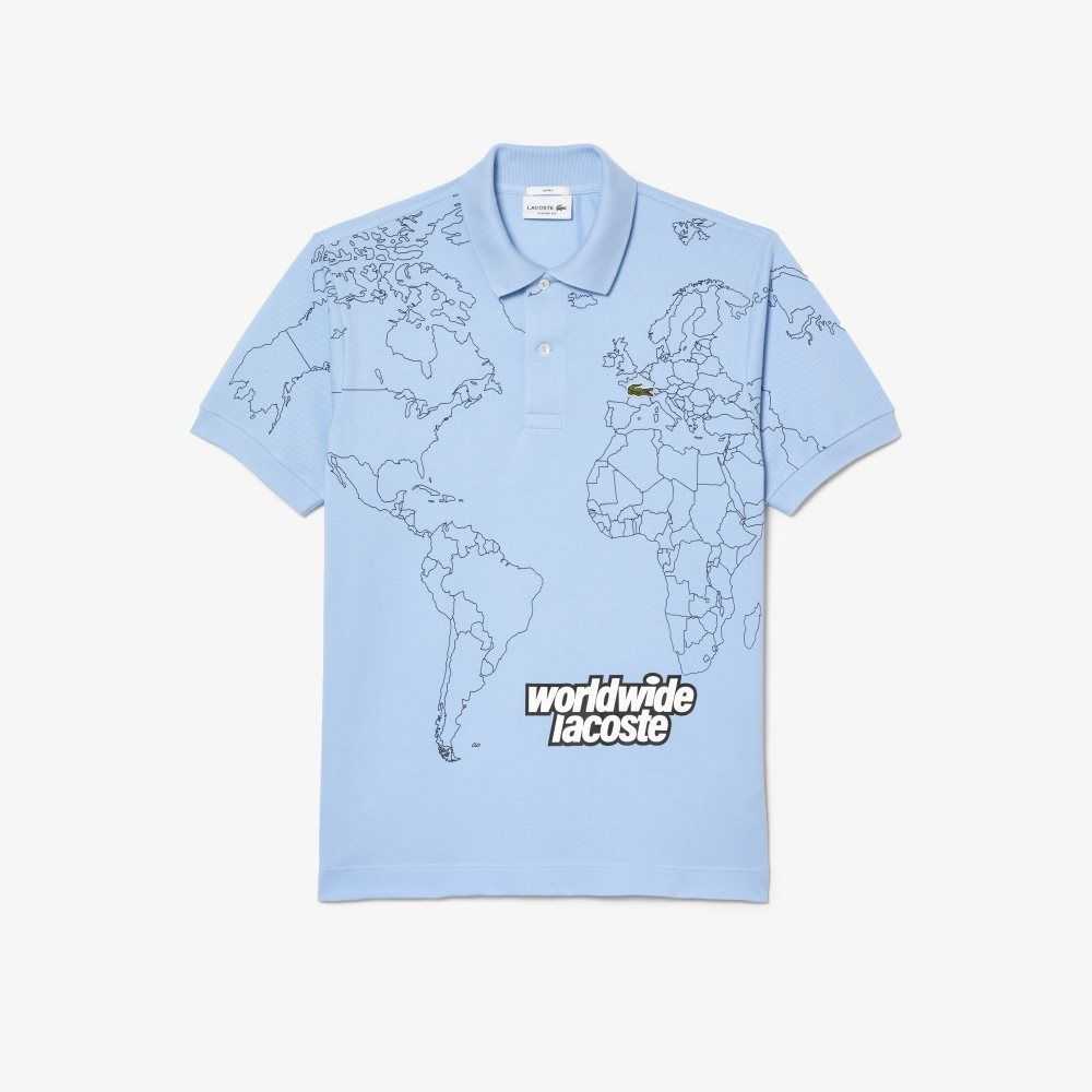 Blue Lacoste Original L.12.12 Planisphere Polo | NGYMQA-539