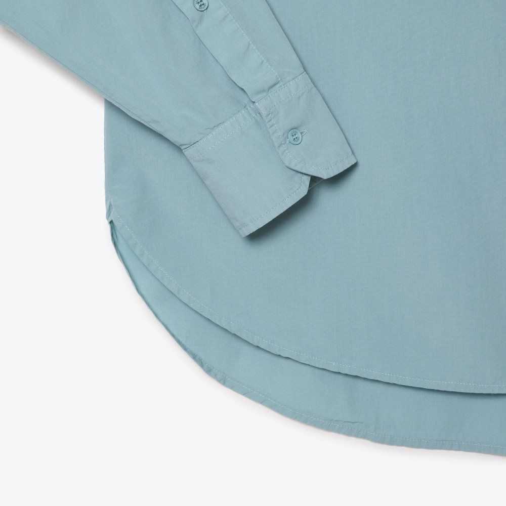 Blue Lacoste Oversized Cotton Poplin Shirt | HAFDKC-951