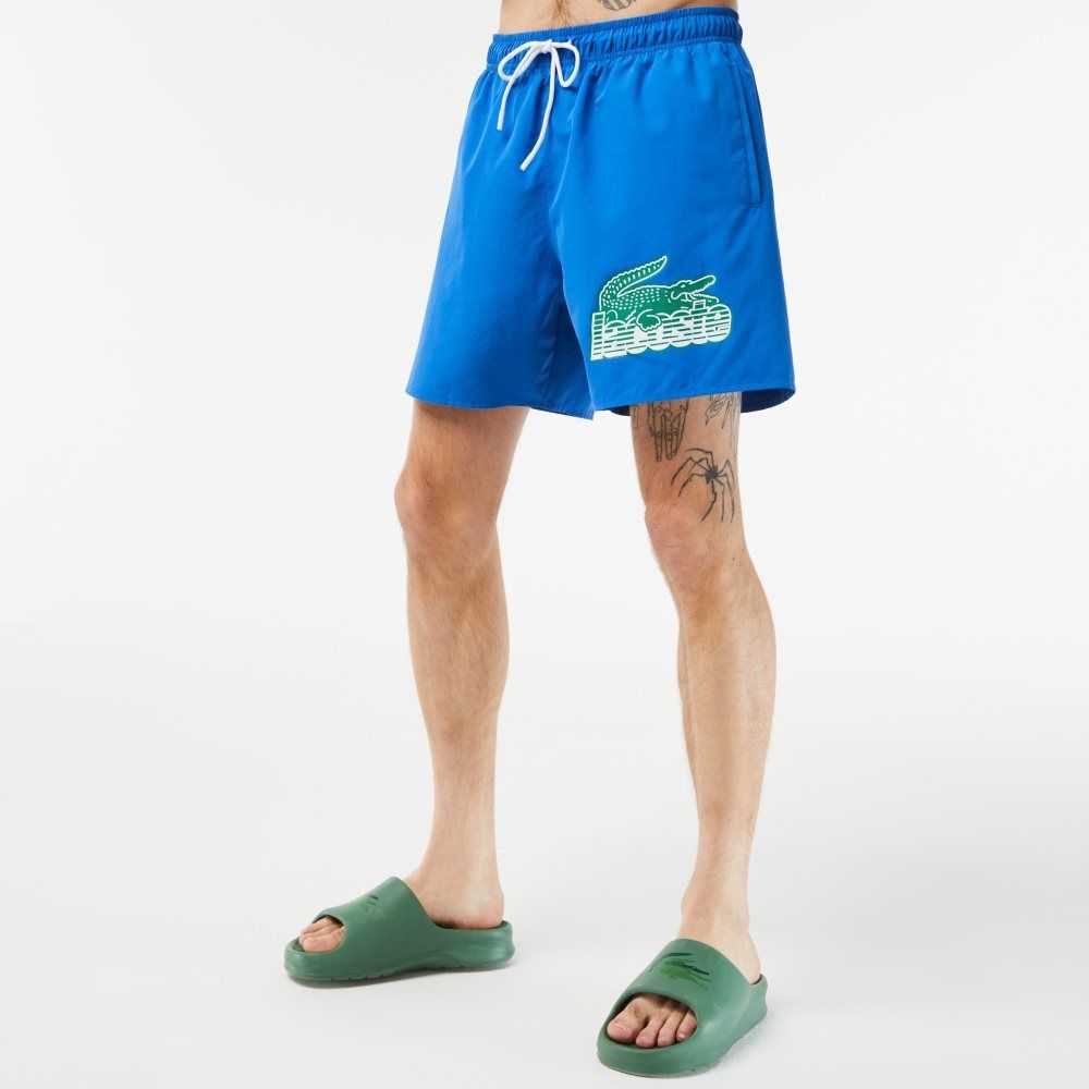 Blue Lacoste Quick-Dry Swim Trunks with Travel Bag | SHYIPC-136