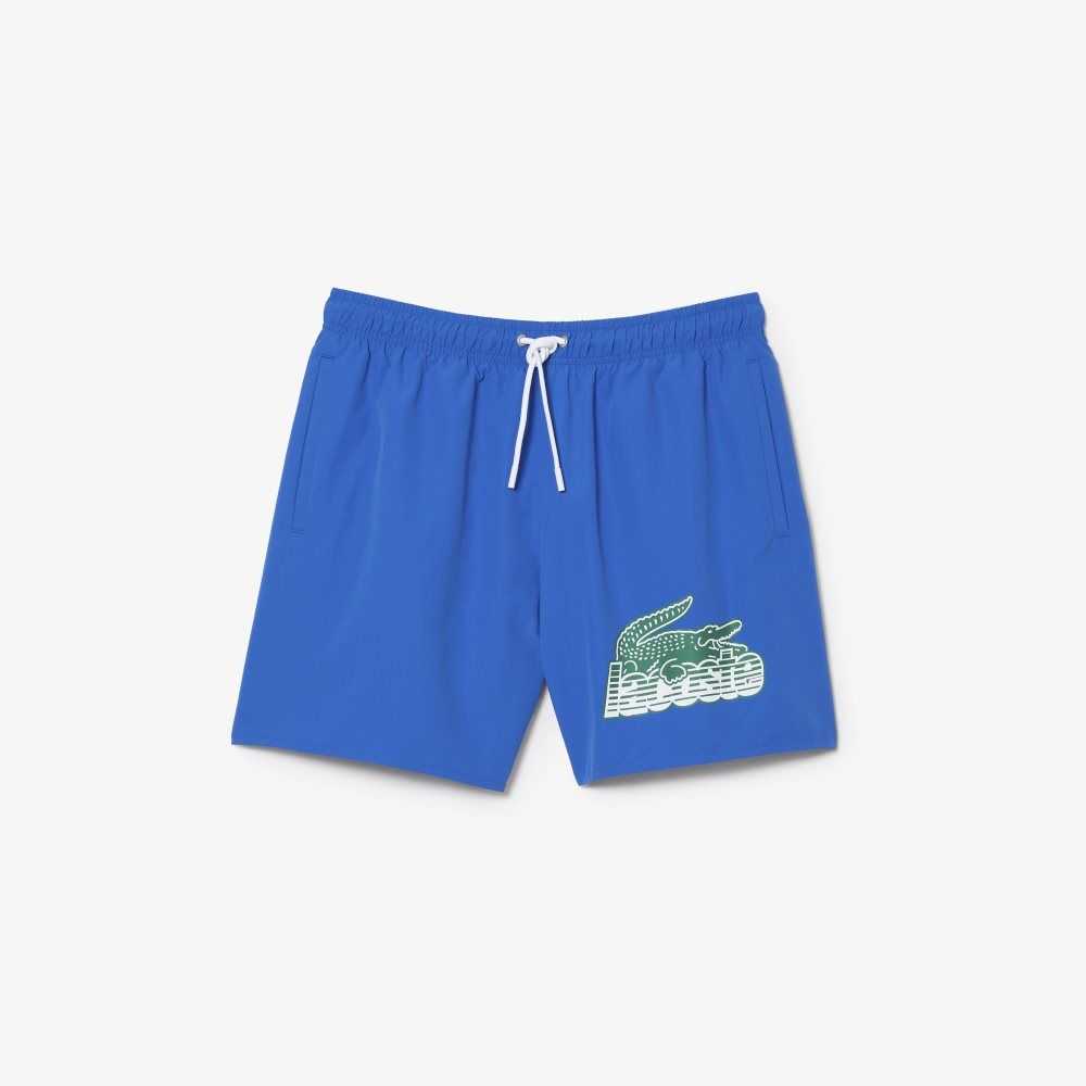 Blue Lacoste Quick-Dry Swim Trunks with Travel Bag | SHYIPC-136