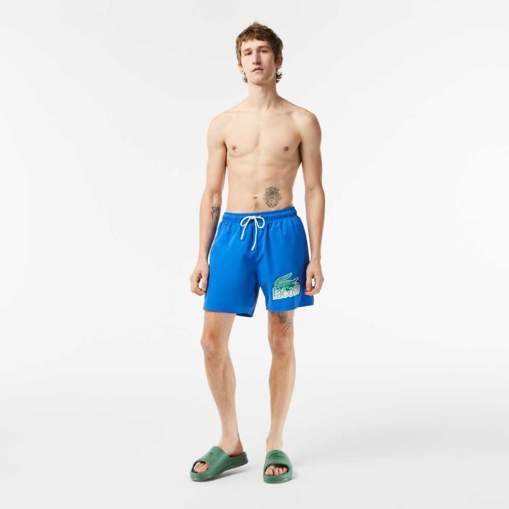 Blue Lacoste Quick-Dry Swim Trunks with Travel Bag | SHYIPC-136