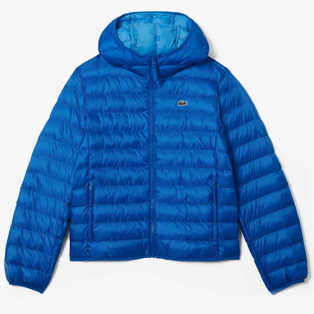 Blue Lacoste Quilted Hooded Jacket | YIXSBQ-426