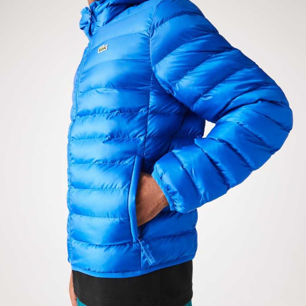 Blue Lacoste Quilted Hooded Jacket | YIXSBQ-426