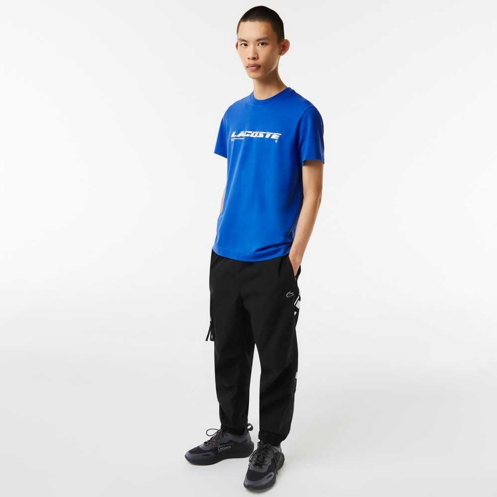 Blue Lacoste Regular Fit Branded Pique T-Shirt | KJHXUV-627