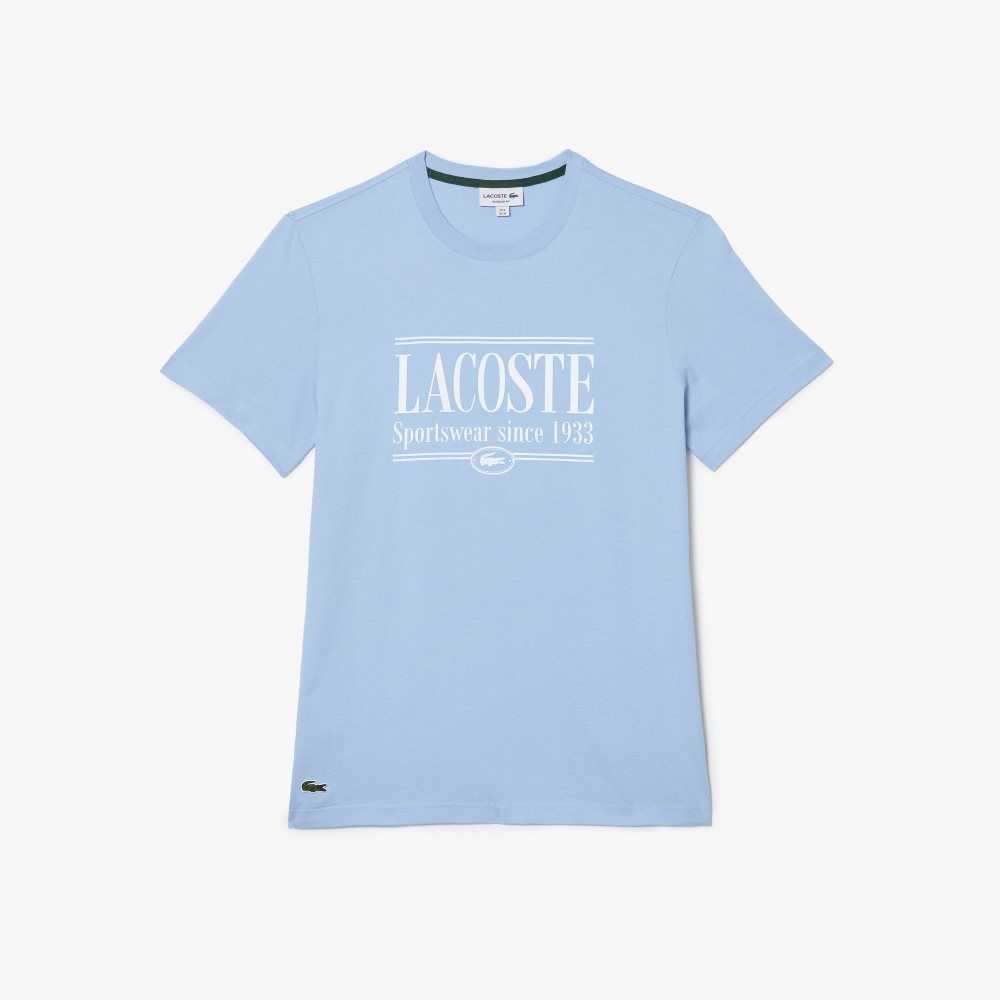 Blue Lacoste Regular Fit Jersey T-Shirt | MCRQEI-569