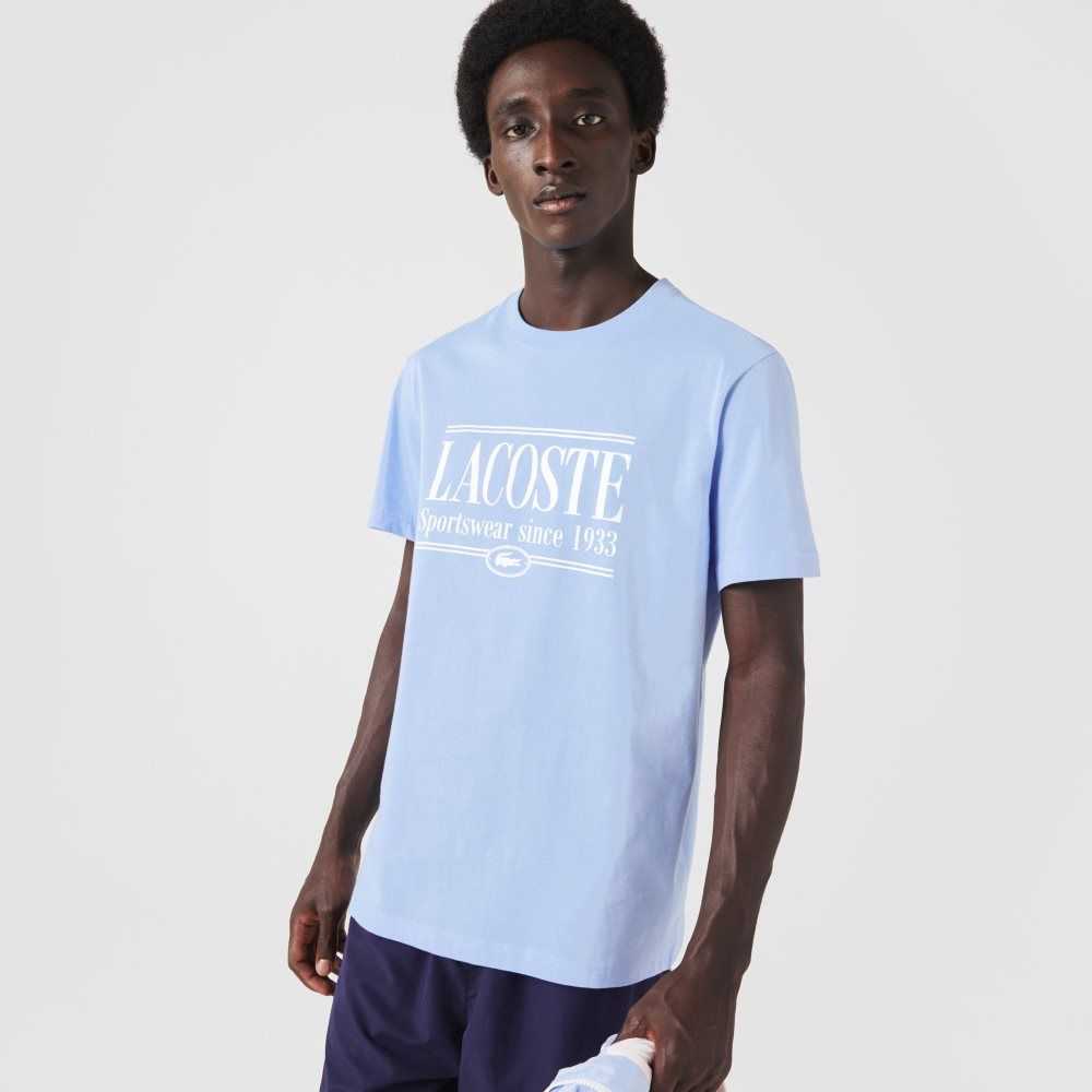 Blue Lacoste Regular Fit Jersey T-Shirt | MCRQEI-569