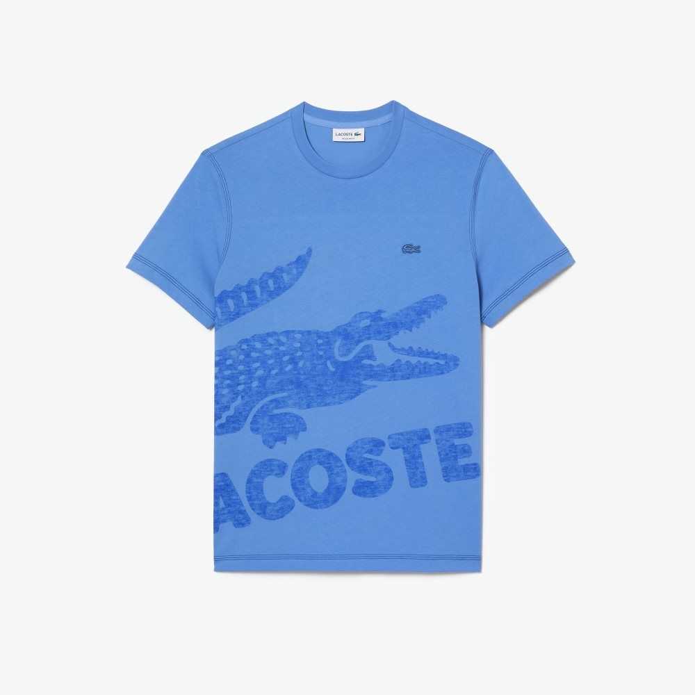 Blue Lacoste Regular Fit Organic Cotton Jersey T-Shirt | FOLMVW-098