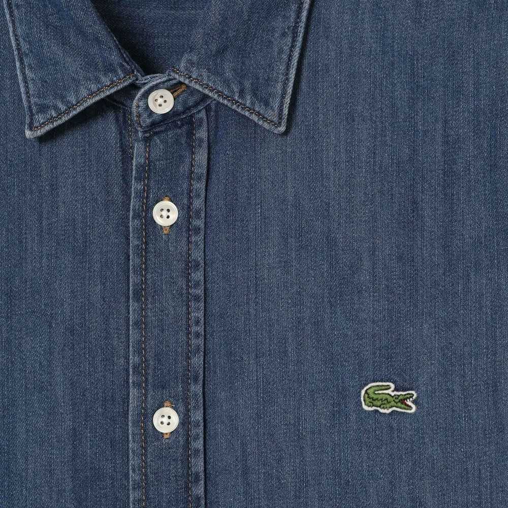 Blue Lacoste Regular Fit Organic Cotton Denim Shirt | RLIUMS-389