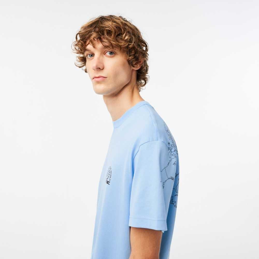 Blue Lacoste Relaxed Fit Organic Cotton Jersey T-Shirt | VUGXHB-591