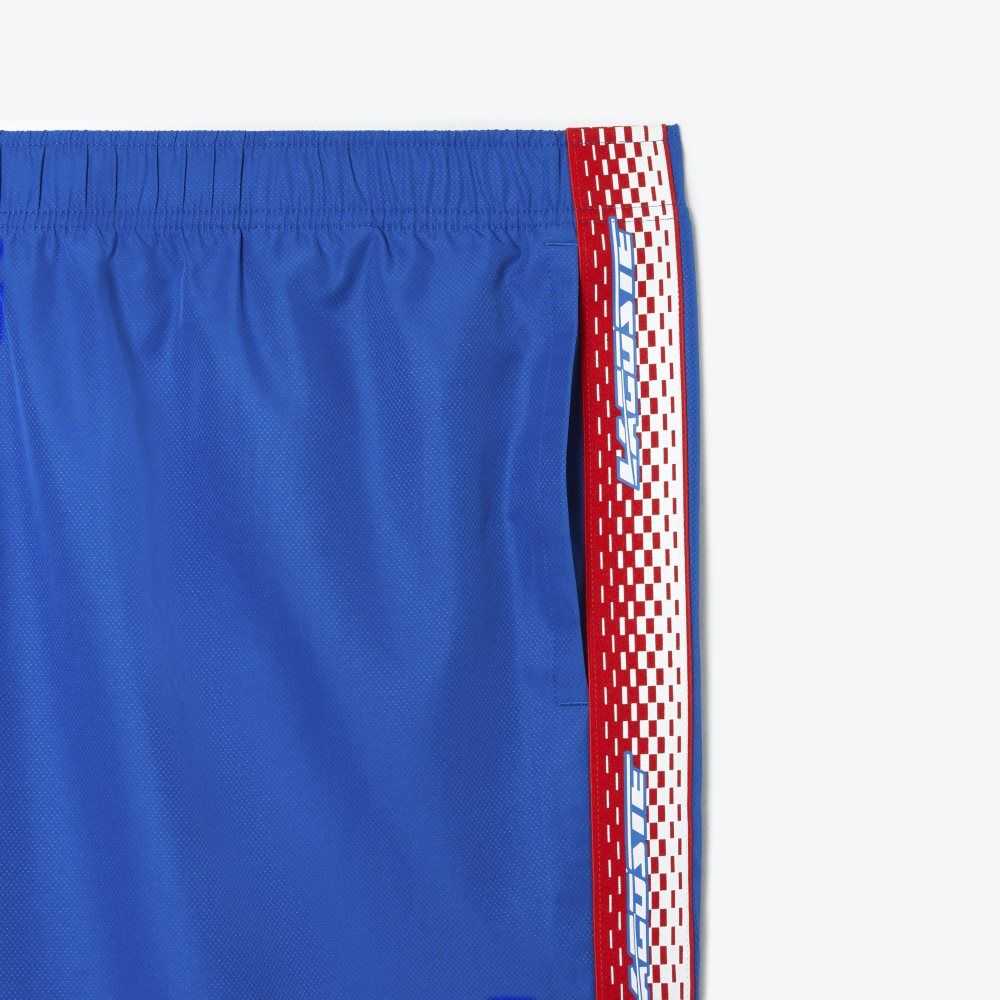 Blue Lacoste SPORT Big Fit Logo Stripe Shorts | JNDHQW-293