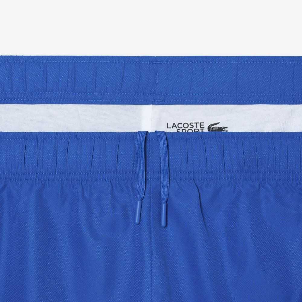 Blue Lacoste SPORT Big Fit Logo Stripe Shorts | JNDHQW-293