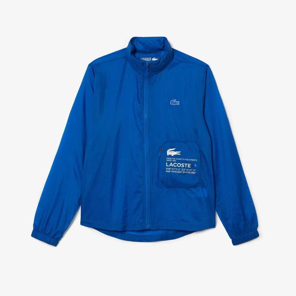 Blue Lacoste SPORT Packable Water-Repellent Jacket | QWOYNK-849