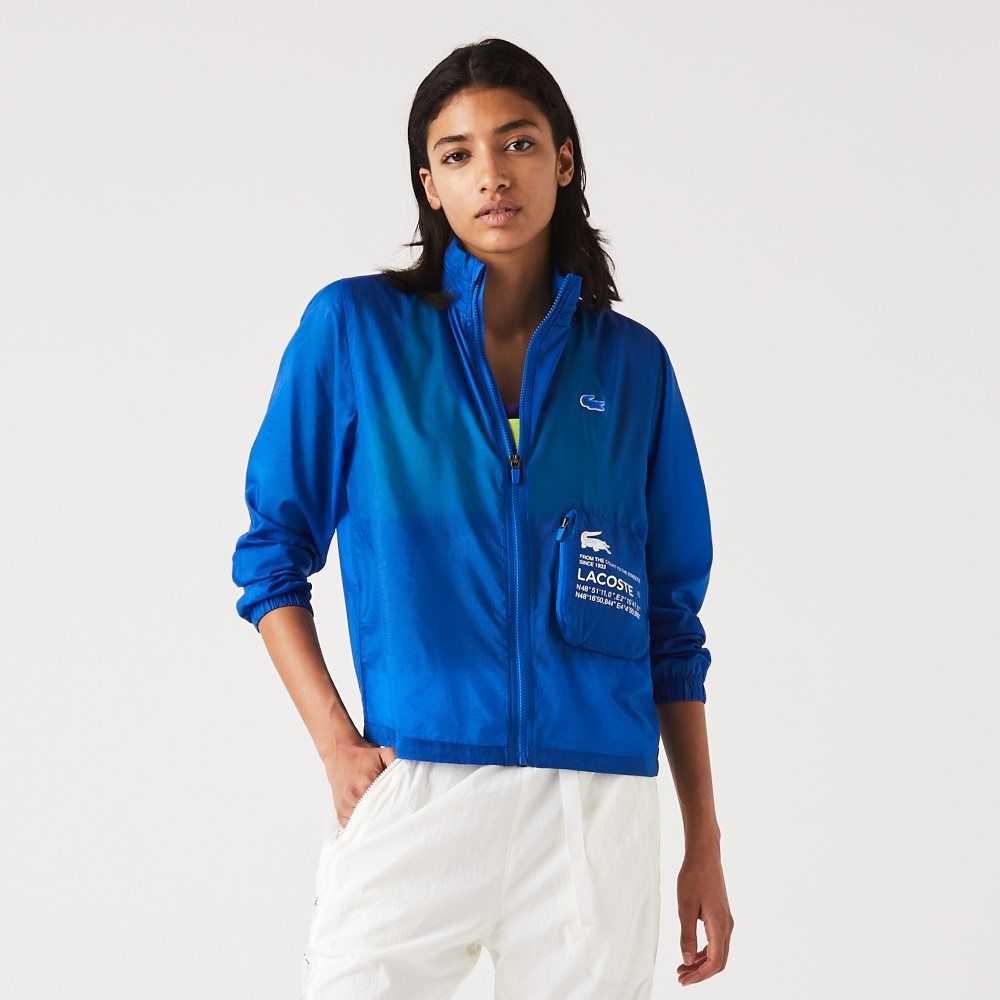 Blue Lacoste SPORT Packable Water-Repellent Jacket | QWOYNK-849