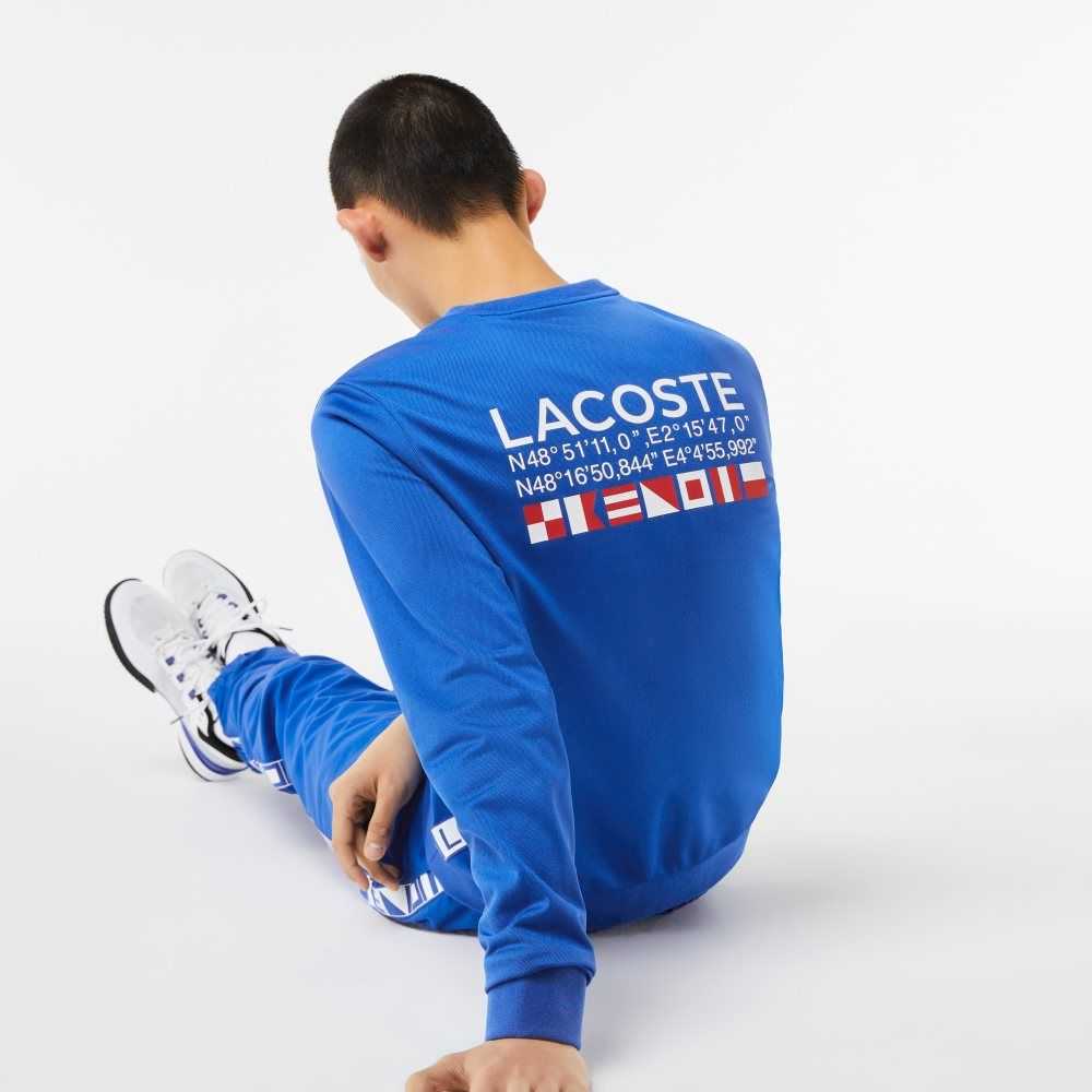 Blue Lacoste SPORT Printed Tennis Sweatshirt | PGNMDZ-795