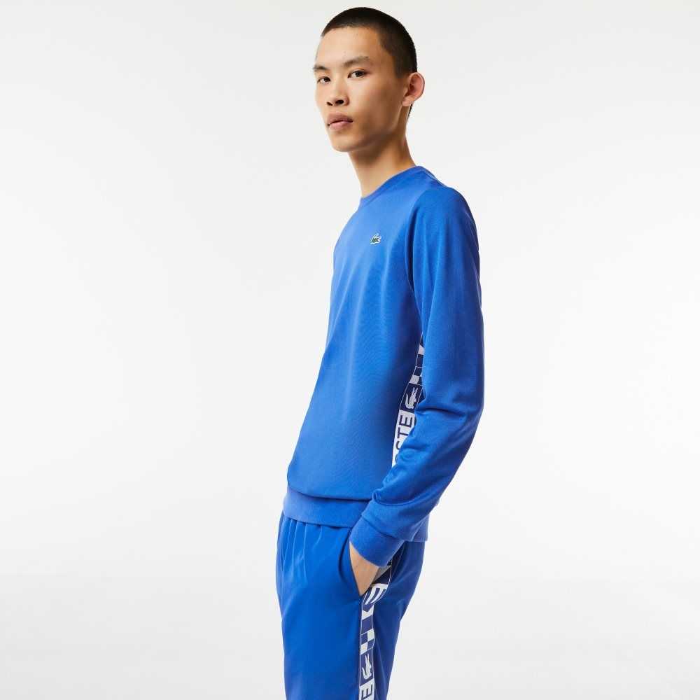 Blue Lacoste SPORT Printed Tennis Sweatshirt | PGNMDZ-795