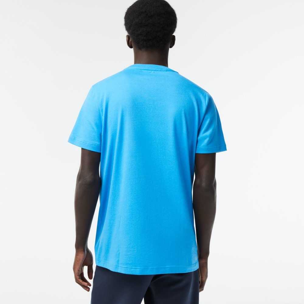 Blue Lacoste SPORT Regular Fit Organic Cotton T-Shirt | OVAEYW-402