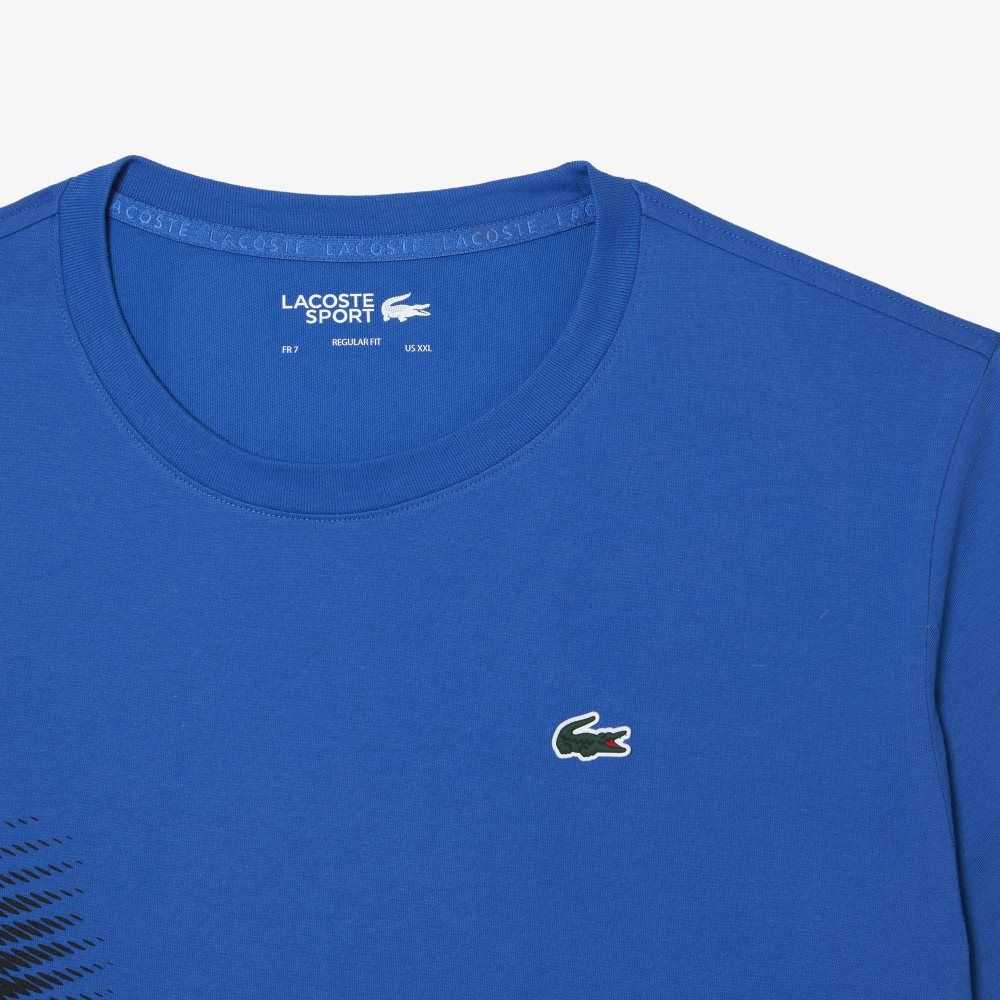 Blue Lacoste SPORT Regular Fit T-Shirt with Contrast Branding | YHIRBN-150