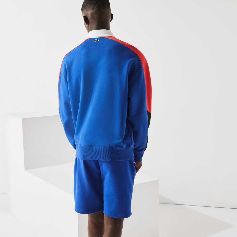 Blue Lacoste SPORT Tennis Fleece Shorts | BVPQRU-265