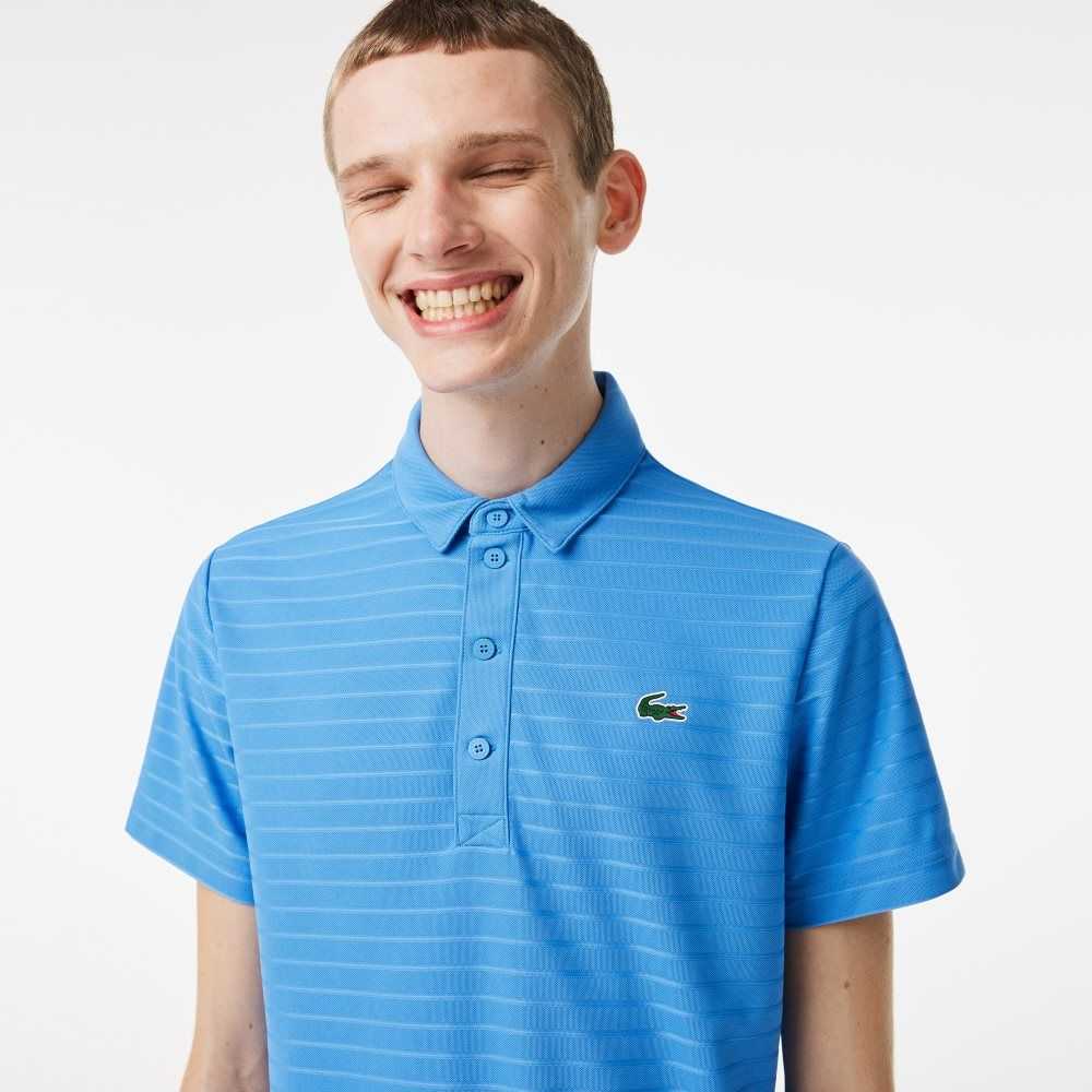 Blue Lacoste SPORT Textured Breathable Golf Polo | UDRHZA-215