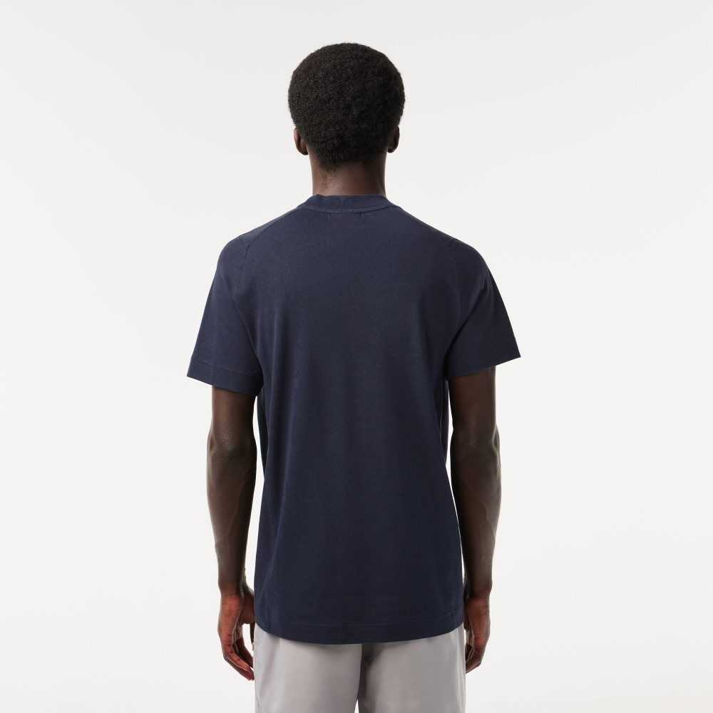 Blue Lacoste Slim Fit Organic Cotton Pique T-Shirt | HVKFUL-204