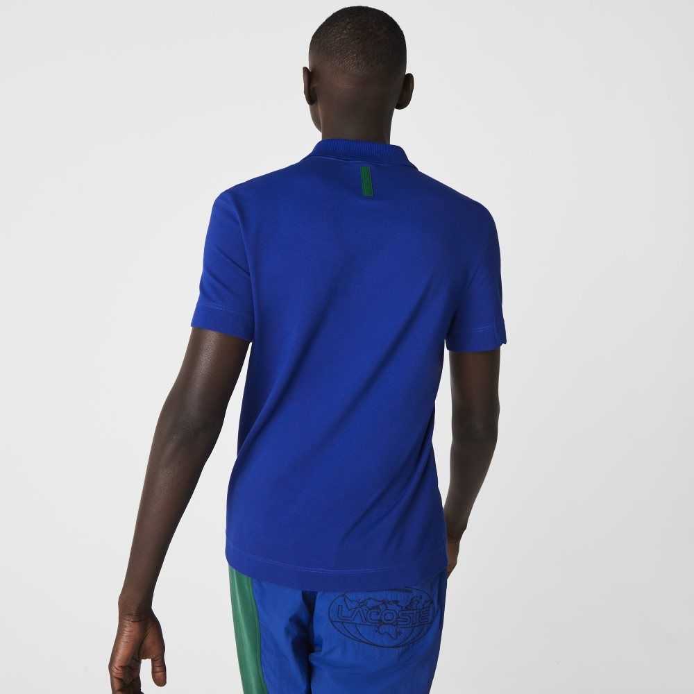 Blue Lacoste Slim Fit Organic Stretch Cotton Pique Polo | LZQNUG-538