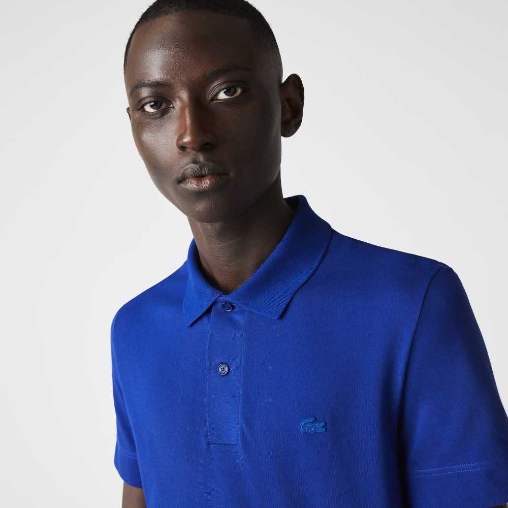 Blue Lacoste Slim Fit Organic Stretch Cotton Pique Polo | LZQNUG-538