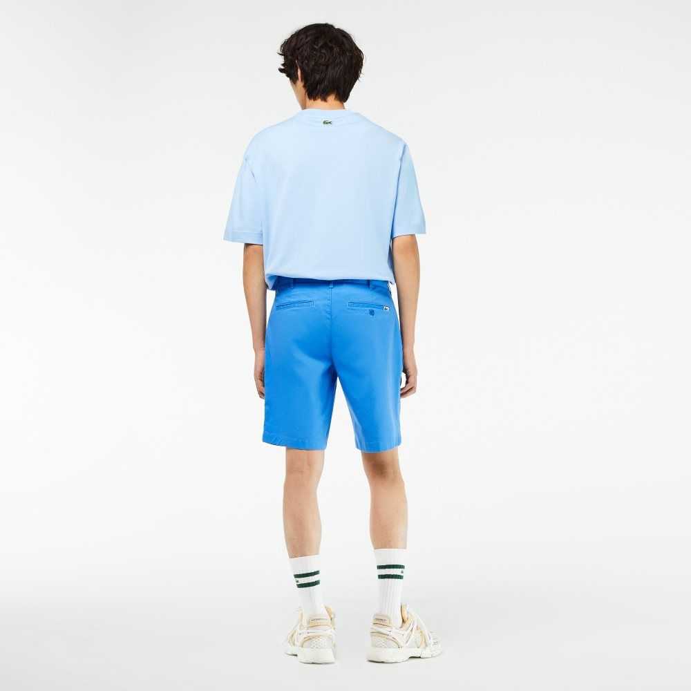 Blue Lacoste Slim Fit Stretch Cotton Bermuda Shorts | ITCYMD-695