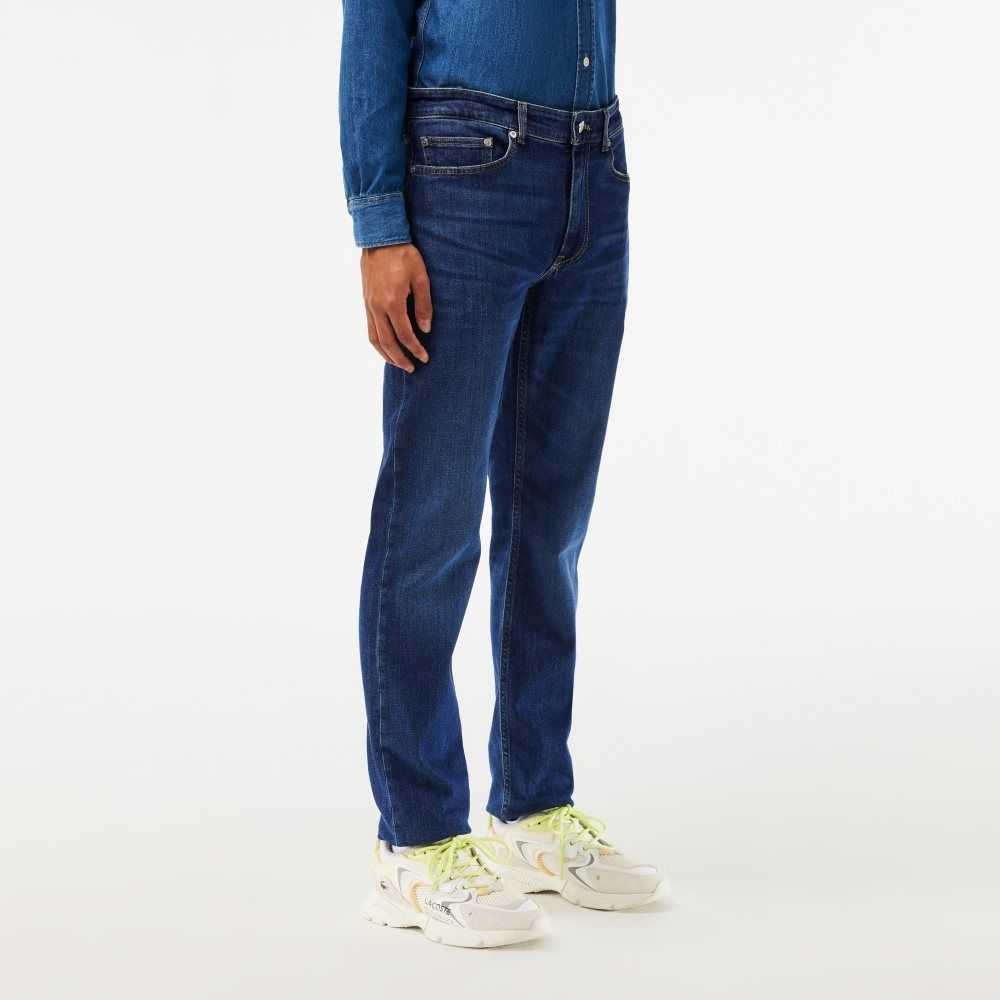 Blue Lacoste Slim Fit Stretch Cotton Denim Pants | USHJTE-051