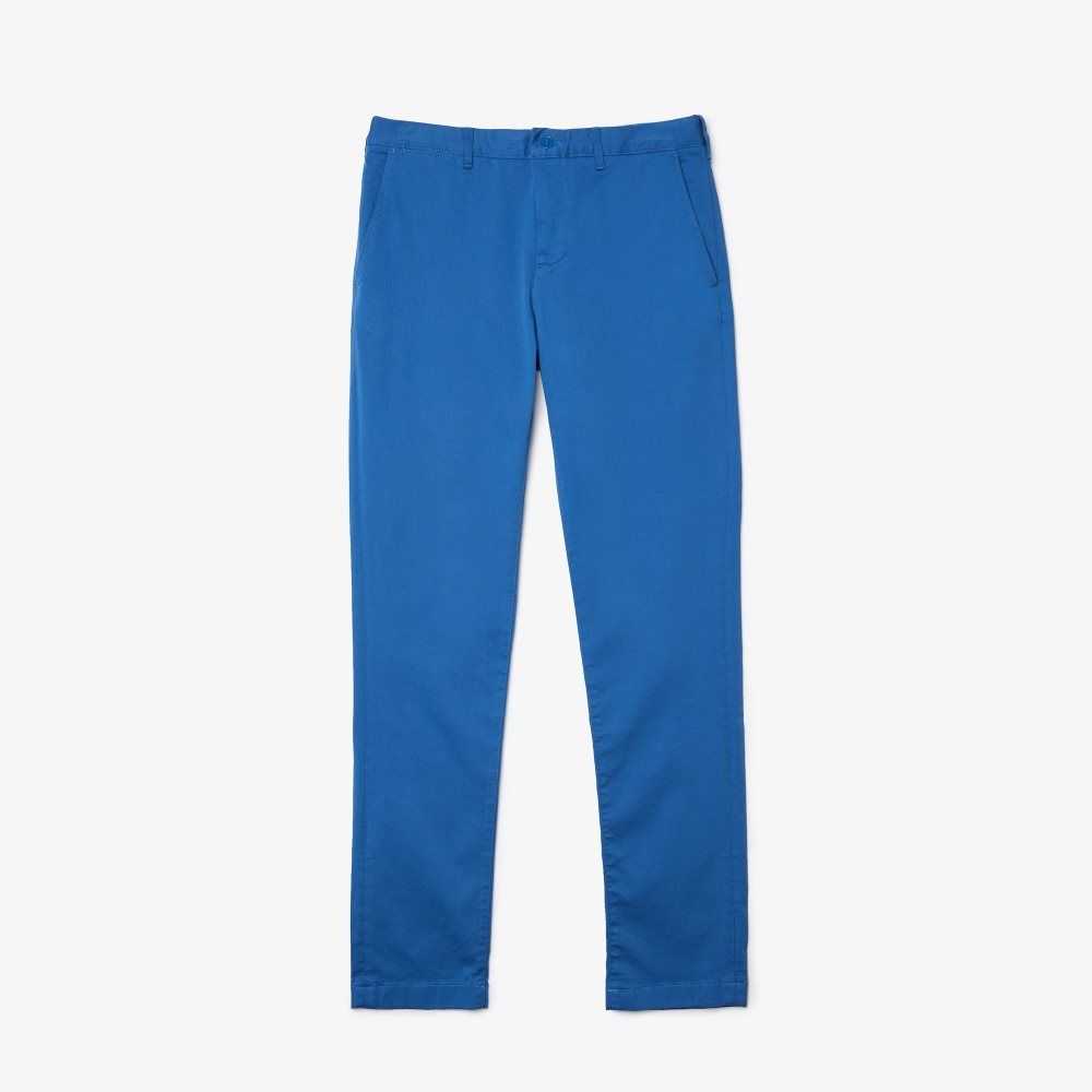 Blue Lacoste Slim Fit Stretch Cotton Pants | AENXJO-128