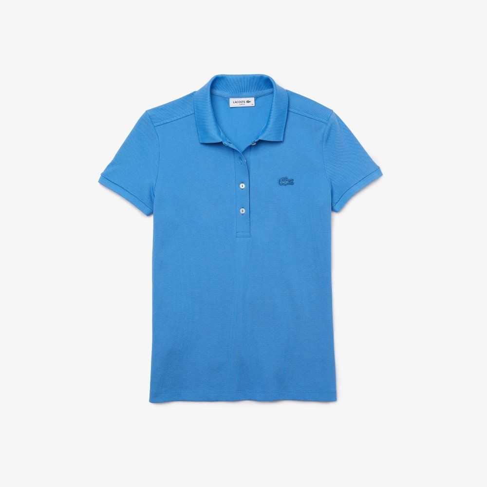 Blue Lacoste Slim Fit Stretch Cotton Pique Polo | FYLQMO-354